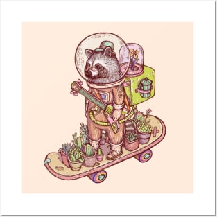 Raccoon space suits Posters and Art